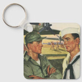 ヴィンテージ愛国的な英雄、制服を着た軍隊の男性 キーホルダー (正面)