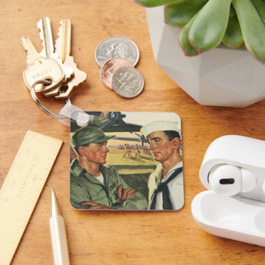 ヴィンテージ愛国的な英雄、制服を着た軍隊の男性 キーホルダー (デスク)