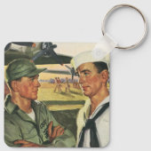 ヴィンテージ愛国的な英雄、制服を着た軍隊の男性 キーホルダー (裏面)