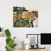 ヴィンテージ愛国的な英雄、制服を着た軍隊の男性 ポスター (ホームオフィス)