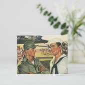 ヴィンテージ愛国的な英雄、制服を着た軍隊の男性 ポストカード (スタンド正面)