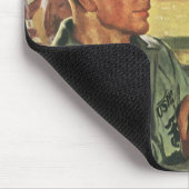 ヴィンテージ愛国的な英雄、制服を着た軍隊の男性 マウスパッド (コーナー)