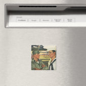 ヴィンテージ愛国的な英雄、制服を着た軍隊の男性 マグネット (インサイチュ (食洗機))