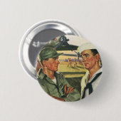 ヴィンテージ愛国的な英雄、制服を着た軍隊の男性 缶バッジ (正面&裏面)