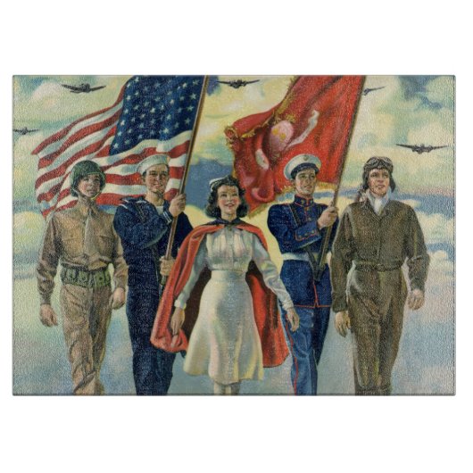 ヴィンテージ愛国的な誇りを持った軍隊人事ヘロス カッティングボード (正面)