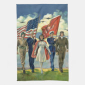 ヴィンテージ愛国的な誇りを持った軍隊人事ヘロス キッチンタオル (縦)