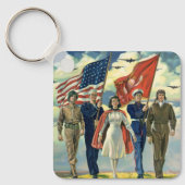 ヴィンテージ愛国的な誇りを持った軍隊人事ヘロス キーホルダー (正面)