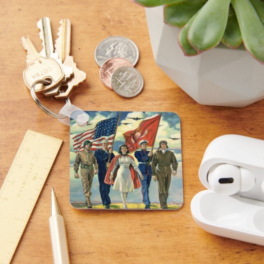 ヴィンテージ愛国的な誇りを持った軍隊人事ヘロス キーホルダー (デスク)