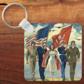 ヴィンテージ愛国的な誇りを持った軍隊人事ヘロス キーホルダー (正面)