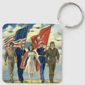ヴィンテージ愛国的な誇りを持った軍隊人事ヘロス キーホルダー (裏面)