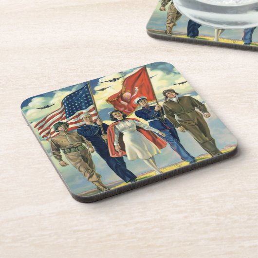 ヴィンテージ愛国的な誇りを持った軍隊人事ヘロス コースター (左側)