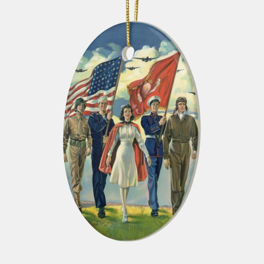 ヴィンテージ愛国的な誇りを持った軍隊人事ヘロス セラミックオーナメント (左)