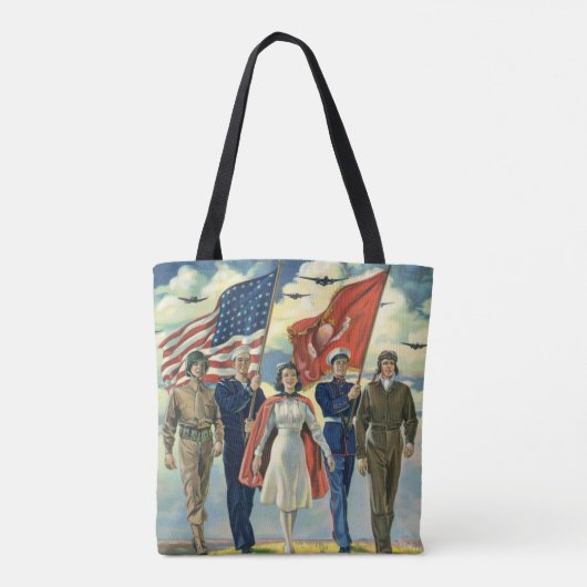 ヴィンテージ愛国的な誇りを持った軍隊人事ヘロス トートバッグ (裏面)