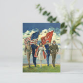 ヴィンテージ愛国的な誇りを持った軍隊人事ヘロス ポストカード (スタンド正面)