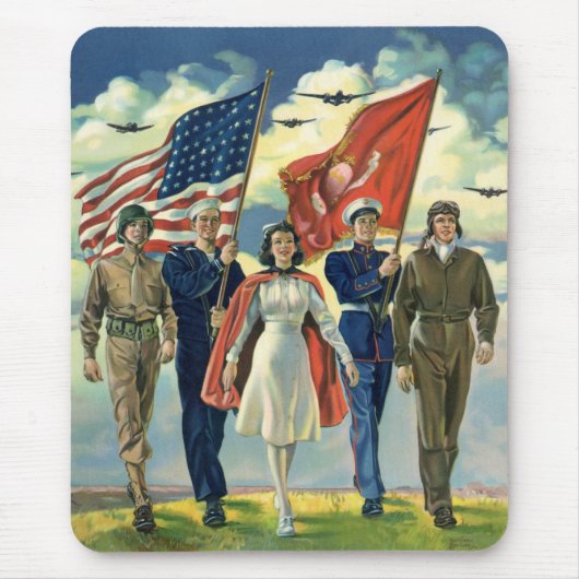 ヴィンテージ愛国的な誇りを持った軍隊人事ヘロス マウスパッド (正面)