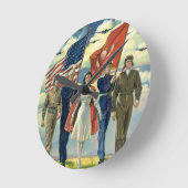 ヴィンテージ愛国的な誇りを持った軍隊人事ヘロス ラウンド壁時計 (傾斜)