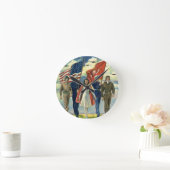 ヴィンテージ愛国的な誇りを持った軍隊人事ヘロス ラウンド壁時計 (ホーム)