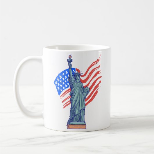 ヴィンテージ愛国的な7月4日のデザイン コーヒーマグカップ (左)