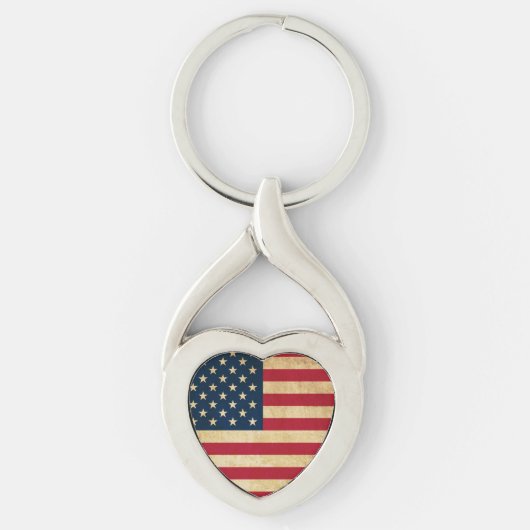 ヴィンテージ愛国的アメリカ国旗 キーホルダー (正面)