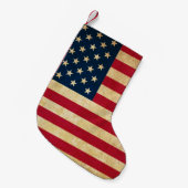 ヴィンテージ愛国的アメリカ国旗 スモールクリスマスストッキング (正面 (吊り時))