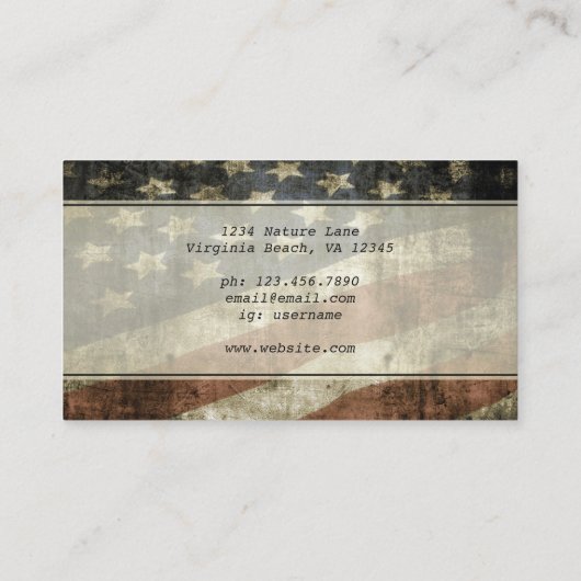 ヴィンテージ愛国的アメリカ国旗 名刺 (裏面)