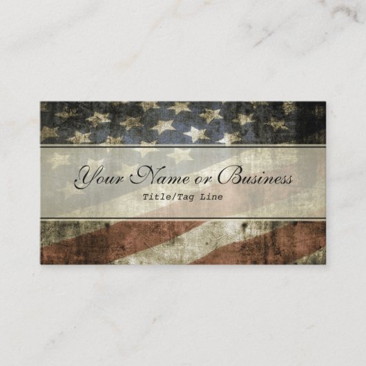 ヴィンテージ愛国的アメリカ国旗 名刺 (正面)