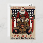 ヴィンテージ愛国的サンタクリスマス ポストカード (正面/裏面)