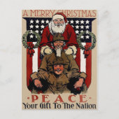 ヴィンテージ愛国的サンタクリスマス ポストカード (正面)