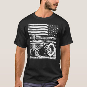 ヴィンテージ愛国的トラクター農場 – アメリカのfla tシャツ