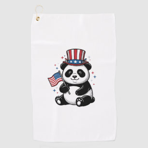 ヴィンテージ愛国的パンダ旗Tシャツデザイン1 ゴルフタオル