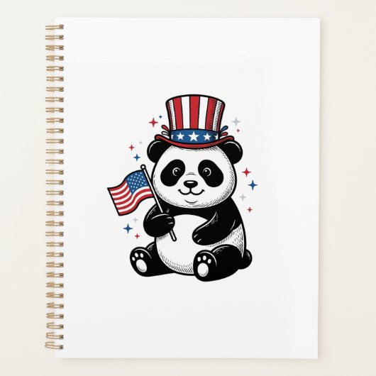 ヴィンテージ愛国的パンダ旗Tシャツデザイン1 プランナー手帳 (正面)