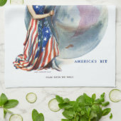 ヴィンテージ愛国的女性の自由の雑誌カバーアート キッチンタオル (折り畳み)