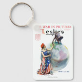 ヴィンテージ愛国的女性の自由の雑誌カバーアート キーホルダー (正面)