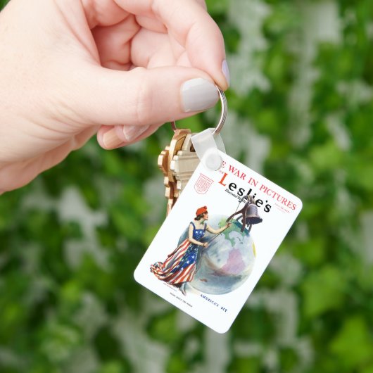 ヴィンテージ愛国的女性の自由の雑誌カバーアート キーホルダー (手)