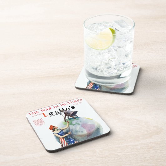 ヴィンテージ愛国的女性の自由の雑誌カバーアート コースター (右側)