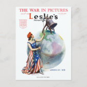 ヴィンテージ愛国的女性の自由の雑誌カバーアート ポストカード (正面)