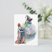 ヴィンテージ愛国的女性の自由の雑誌カバーアート ポストカード (スタンド正面)