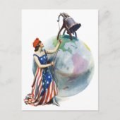 ヴィンテージ愛国的女性の自由の雑誌カバーアート ポストカード (正面)