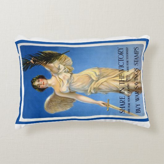 ヴィンテージ愛国的女性エンジェル買戦争債 アクセントクッション (正面)