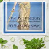 ヴィンテージ愛国的女性エンジェル買戦争債 キッチンタオル (折り畳み)