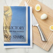 ヴィンテージ愛国的女性エンジェル買戦争債 キッチンタオル (四つ折り)