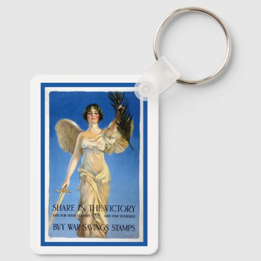 ヴィンテージ愛国的女性エンジェル買戦争債 キーホルダー (裏面)