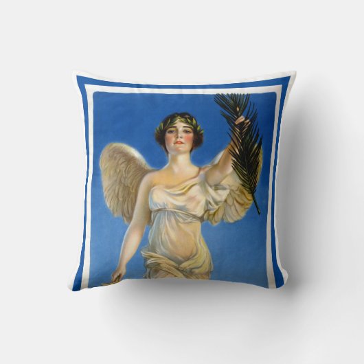 ヴィンテージ愛国的女性エンジェル買戦争債 クッション (裏面)