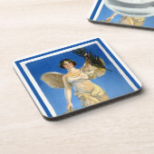 ヴィンテージ愛国的女性エンジェル買戦争債 コースター (左側)