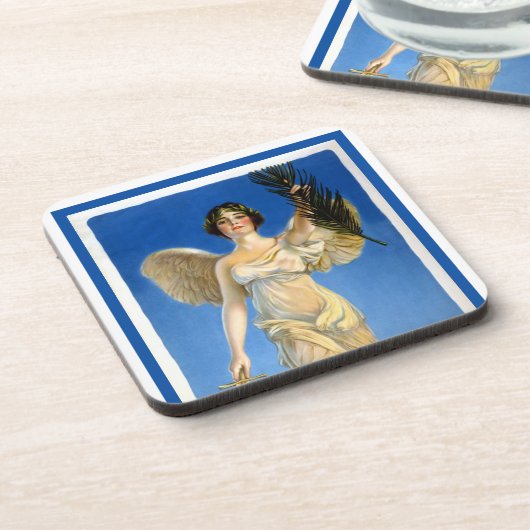 ヴィンテージ愛国的女性エンジェル買戦争債 コースター (左側)