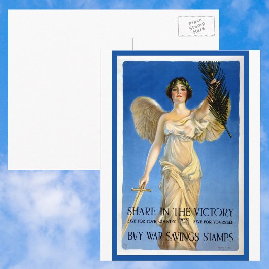 ヴィンテージ愛国的女性エンジェル買戦争債 ポストカード