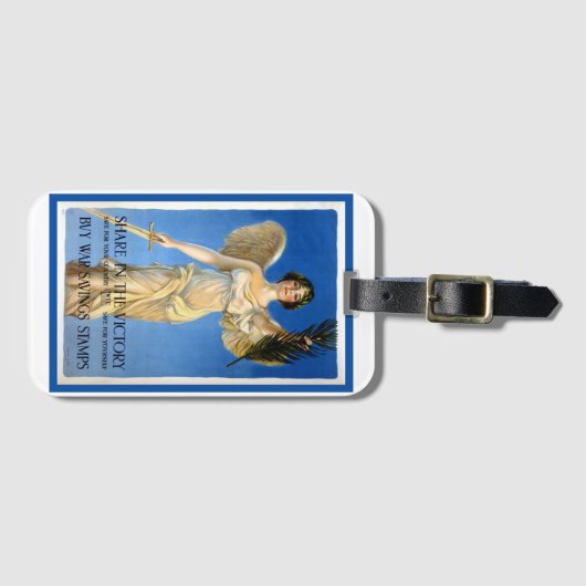 ヴィンテージ愛国的女性エンジェル買戦争債 ラゲッジタグ (正面横)