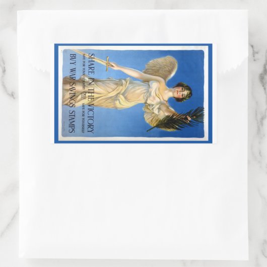 ヴィンテージ愛国的女性エンジェル買戦争債 長方形シール (バッグ)