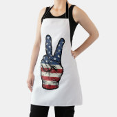 ヴィンテージ愛国的平和の手ベクターTシャツデザイン1 エプロン (インサイチュ)