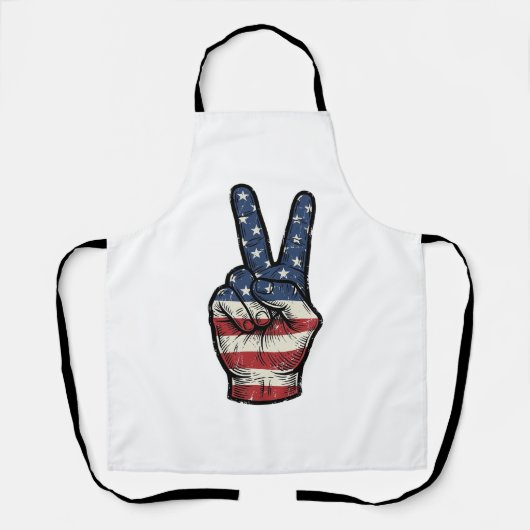 ヴィンテージ愛国的平和の手ベクターTシャツデザイン1 エプロン (正面)